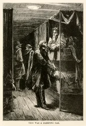 This was a sleeping car, from Around the World in Eighty Days by Jules Verne, engraved by Adolphe François Pannemaker, 1873