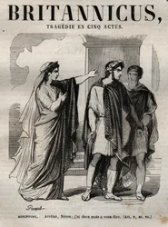 Agrippine. Stop Neron, I have two words to tell you - Britannicus tragedy in five acts - engraving in Works of Jean Racine illustrated by Pauquet and notice by Emile de La Bedolliere - 1851