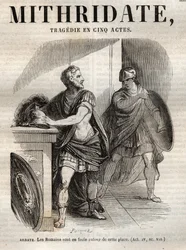 Mithridate, tragedy in five acts by Jean Racine - engraving in 