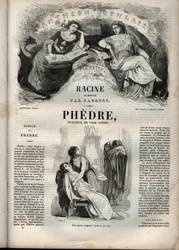 Phedre, by Jean Racine - engraving in Works of Jean Racine illustrated by Pauquet and notice by Emile de La Bedolliere - 1851