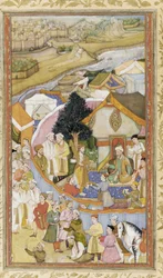 Daud Receives a Robe of Honor from Munim Khan, Illustration from The Akbarnama