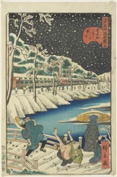 No.14, Akabane Bridge at Shiba in Snow