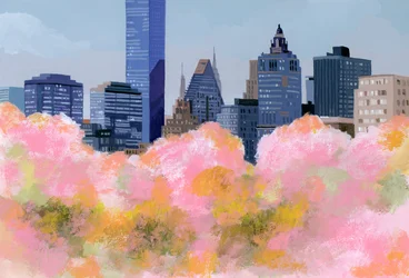 New York and Cherry Blossoms