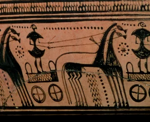 Urn depicting a charioteer, Geometric