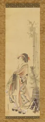 Girl playing battledore and shuttlecock, 1615-1868.