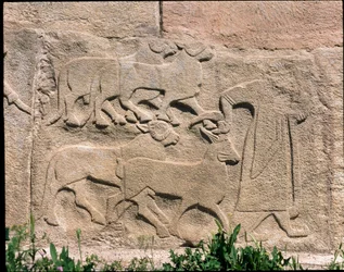 View of the base of reliefs of the Gate of the Sphinx