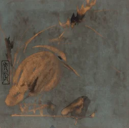 Heron and reeds, Edo period, early 17th century