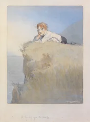 A boy lay upon the hillside