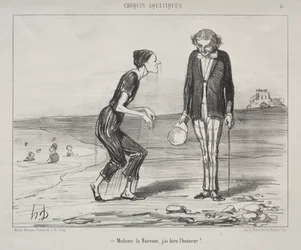 Aquatic Sketches, plate 8: Madame la Baronne, it is my honor..., 1853