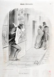 Artwork by Honore Daumier (1808-1879). Charivari dates from 1840 Serie MORIES CONJUAL It
