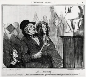 At the World Exhibition: Shocking! Here is a Marble Lady Who Has a Very Light and Unsuitable Costume. Illustration by Honore Daumier, Published in Charivari, Dated June 1