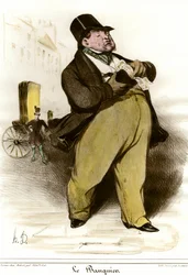 Cartoon of a Banker. Drawing by Honoré Daumier (1808-1879) from “Le Charivari”, 1835. Private collection