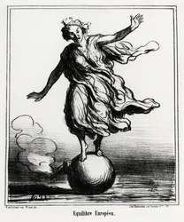European balance. Illustration by Honore Daumier, published in 