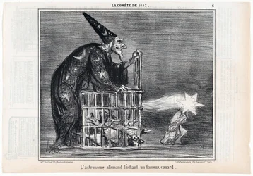 The Comet of 1857, The German Astronomer Releasing a Famous Duck, from Le Charivari, pub. 1858