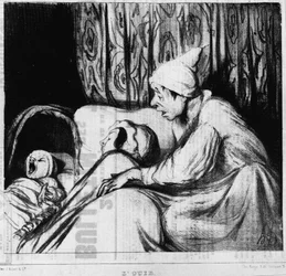 Hearing: series on the five senses, by Honore Daumier. Charivari