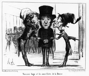 Monsieur Gogo and the News Lists of the Bourse (Series of Cartoons by Honore Daumier, Charivari)