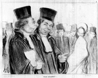 Parisian type, old scoundrel!!, caricature by Honore Daumier. 