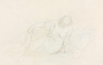 Reclining Woman Leaning on Her Arm, verso, 1855-60