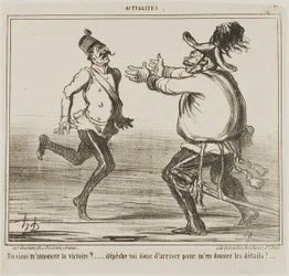 Are you coming to announce victory?... hurry up and give me the details!, plate 77 from Actualités
