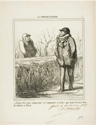 “Hello, Neighbour, Are You Like Me? I Start to Believe We Would Do Well Returning to Paris,” plate 1 from La Campagne en Hiver