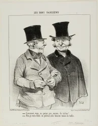 "- You are not wearing a Talma yet?" Plate 1 from Les Bons Parisiens