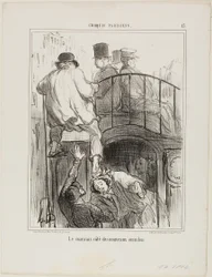 An Unpleasant Aspect of the New Type of Omnibus, Plate 13 from Croquis Parisiens
