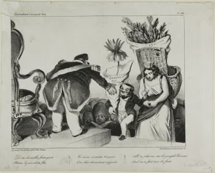 From your obedient subjects receive on your day of honor these two modest bunches of flowers. They will make you rejoice, since the people of France alone has taken over the costs, plate 486