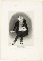 Henri Monnier (in the role of Joseph Prudhomme) "- Never shall I allow that my daughter becomes the wife of a scribbler!", plate 1 from Les Artistes Contemporains (Odéon)