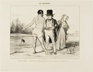 “Pardon me, Mayor.... would you please be so kind to tell me whether swimming is allowed here?”, plate 25 from Les Baigneurs