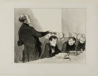 You remember now that young Cabassol is far too good in translation that I would allow anyone in this class to molest him... he is under my immediate protection! At the final exams it is he who will hold up the honour of Bilboquet High school, plate 32