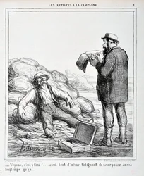 Artwork by Honore Daumier. Charivari Dates from 1865: Serie LES ARTISTS IN THE CAMPAGNE - 