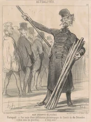 At the Champs-Elysées, Ratapoil. As a result of a philanthropic deliberation of the Committee of December 10...at two sous per club...two sous...