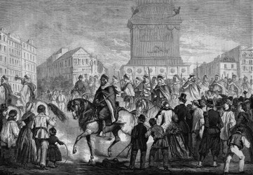 Defile of the Spahis of the Algerian Colonial Army in the Streets of Paris (Passing Through Place de la Bastille)