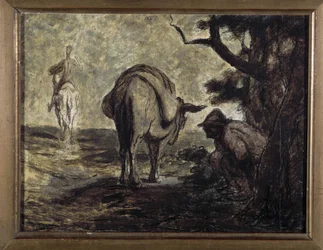 Don Quixote and Sancho Panza. Illustration from the novel by Miguel Cervantes Don Quixote de la Mancha. Painting by Honore Daumier