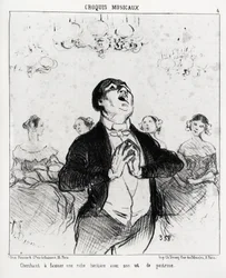 Musical Sketches: Looking to Fascinate a Rich Heiress with Its Chest. Illustration by Honore Daumier, Published in Charivari, Dated 14 February 1852