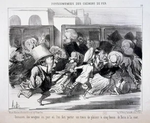 Physiognomies of Railways No. 10: Invasion of the carriages on a day when departures are being arranged...
