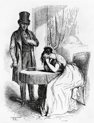 Woman in Despair Under Gaze of Man, Illustration from Ferragus by Honore de Balzac