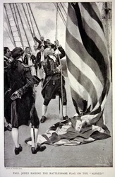 John Paul Jones raising the American Rattlesnake flag on the Alfred