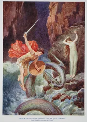 Down from the height of the air fell Perseus