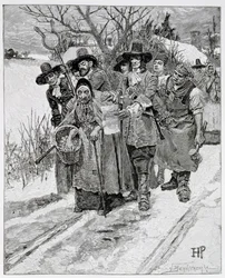 Arresting a Witch, engraved by J. Bernstrom, illustration from 
