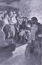 He led Jack up to the man who sat on the barrel