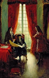 La Salle Petitions the King for Permission to Explore the Mississippi (book illustration)