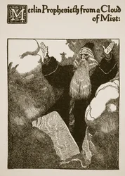 Merlin Prophesieth from a Cloud of Mist, Illustration from 