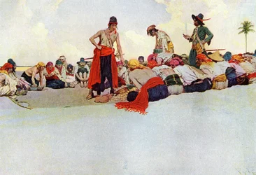 Sharing the Treasure Between the Pirates. Illustration from 