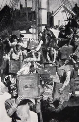 The Boston Tea Party, illustration from Harper