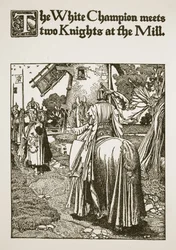 The White Champion meets two Knights at the Mill, illustration from 