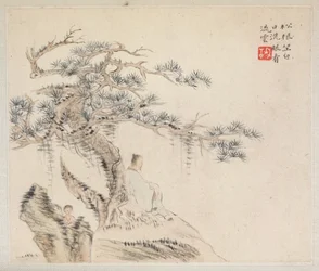 Album of Landscape Paintings Illustrating Old Poems: An Old Man Sits under a Pine Tree