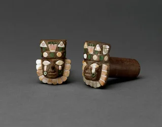 Pair of Earplugs with Human Heads, Middle Horizon, 600-1000
