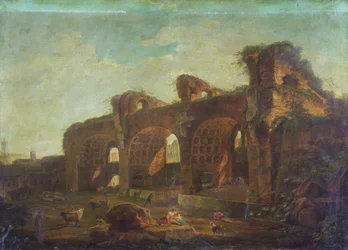 The Basilica of Maxentius in the Roman Forum with Peasants and Cattle in the Foreground