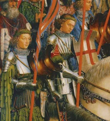 Detail of The Knights of Christ, from the left side of the Ghent Altarpiece
